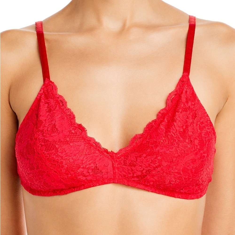 Cosabella Womens Never Say Never Triangle Bralette Plunge Bra Rossetto Large